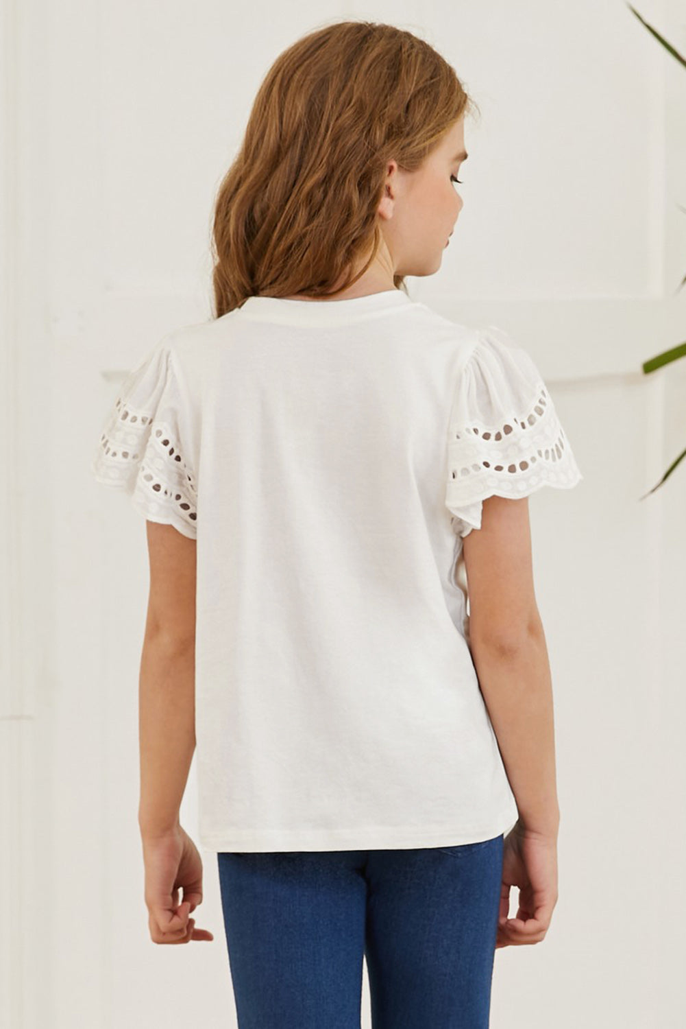 Round Neck Flutter Sleeve T-Shirt - Smart Shopper