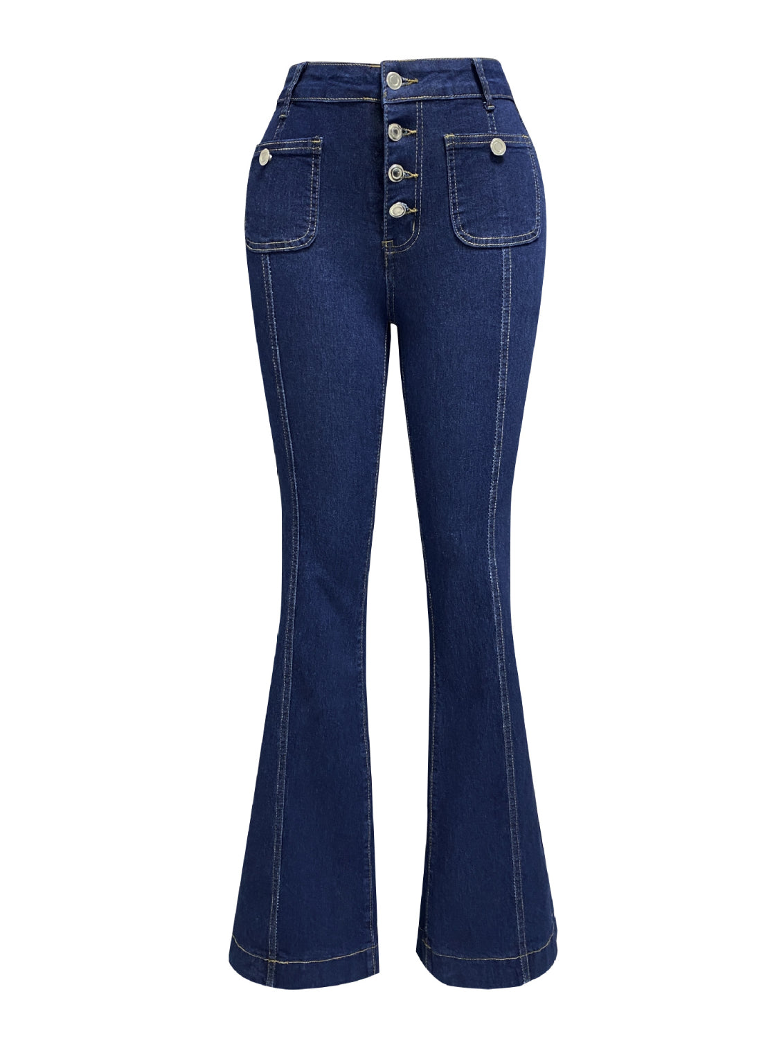 Button Fly High Waist Flare Jeans - Smart Shopper