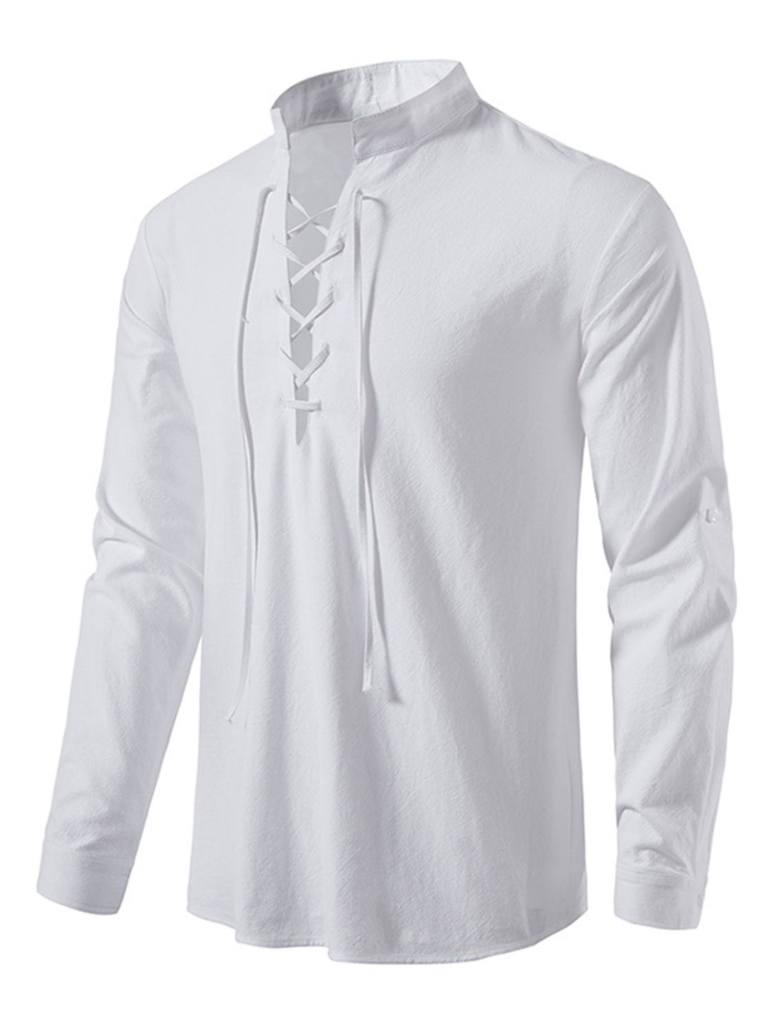 Men's Lace Up Long Sleeve Blouse - Smart Shopper