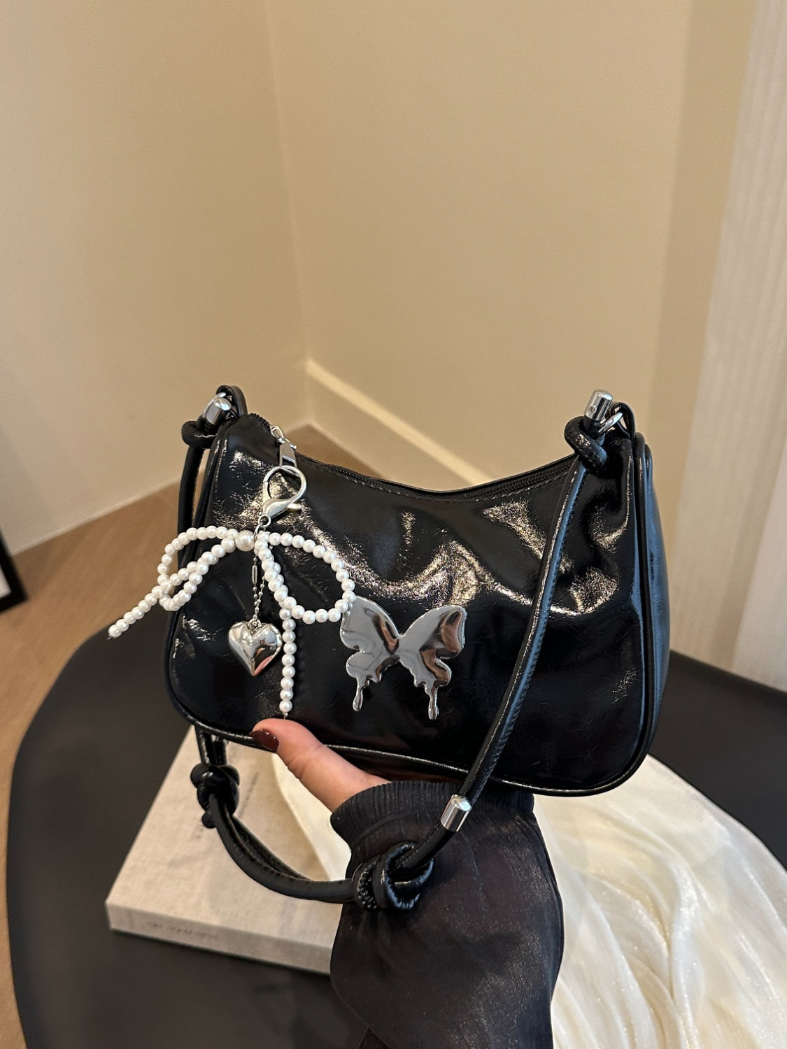 Butterfly PU Leather Shoulder Bag - Smart Shopper