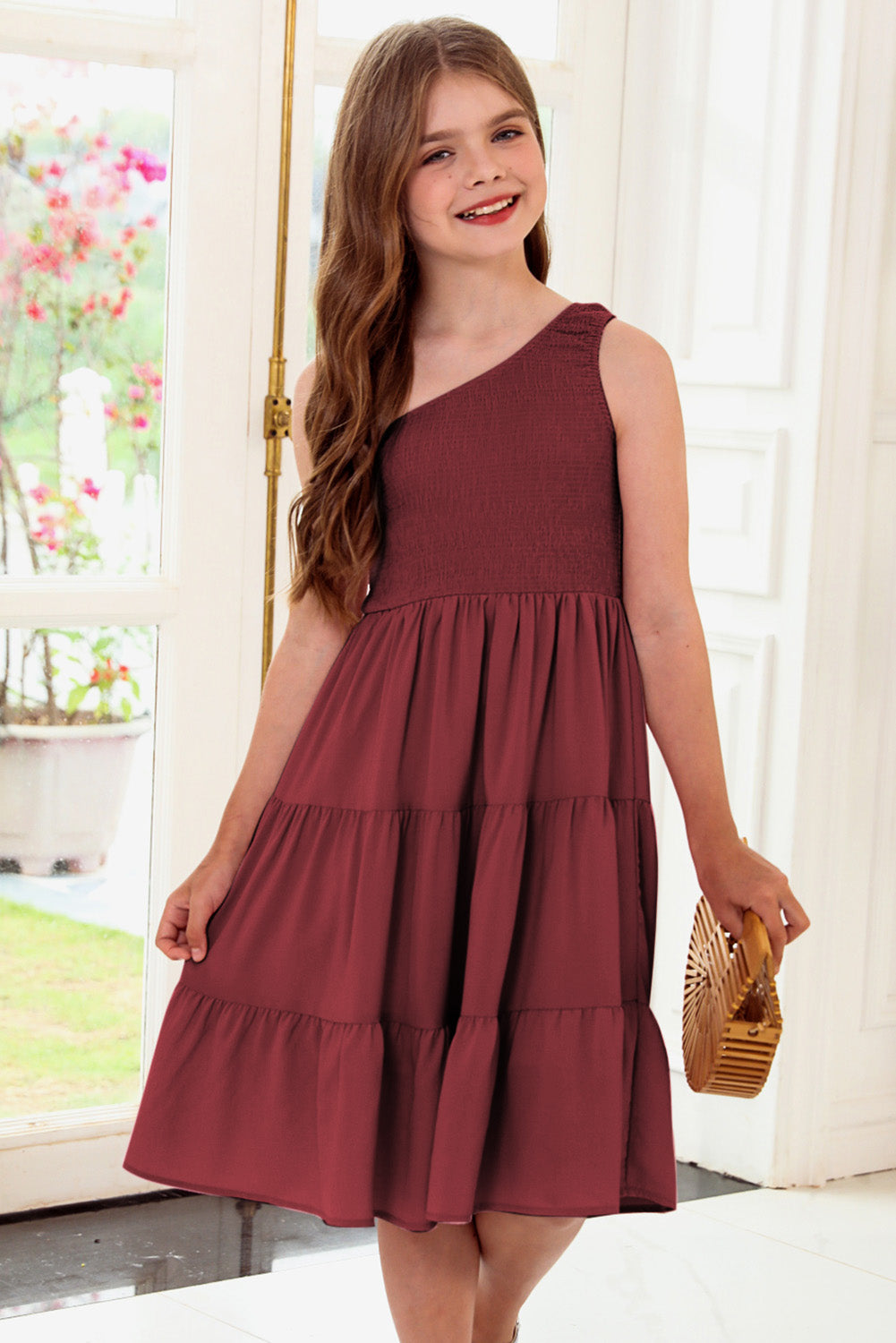 One-Shoulder Sleeveless Tiered Dress - Smart Shopper