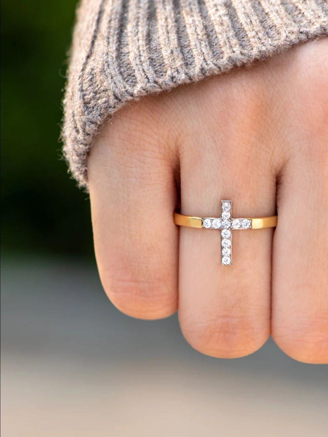 925 Sterling Silver Inlaid Zircon Cross Ring - Smart Shopper