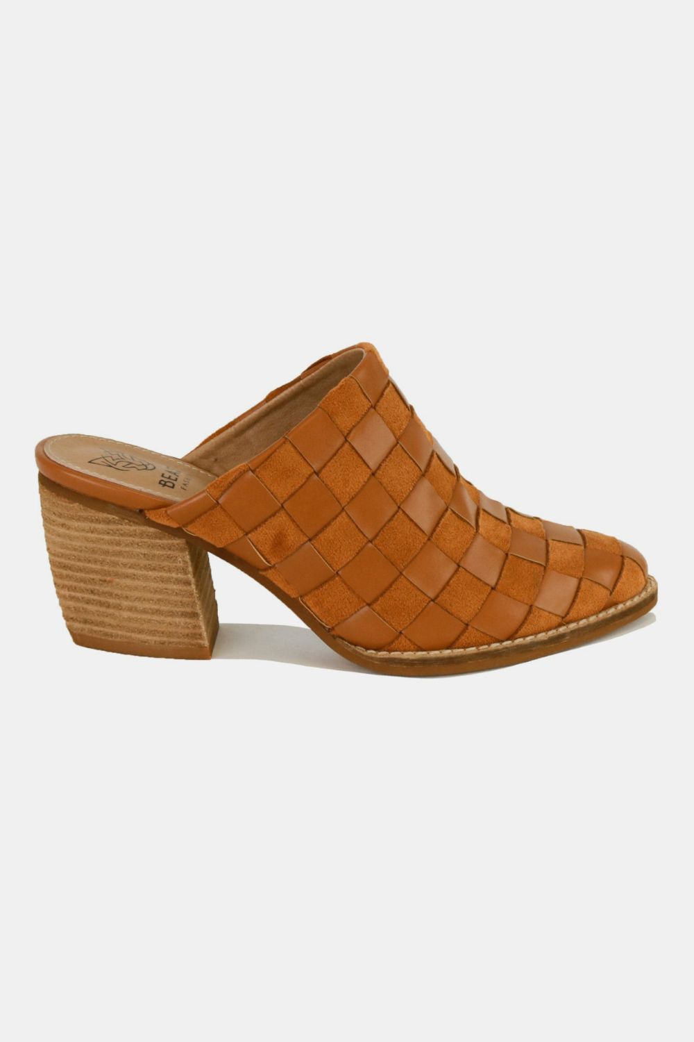 Beast Fashion Woven Checkerboard Block Heel Mule Shoes - Smart Shopper