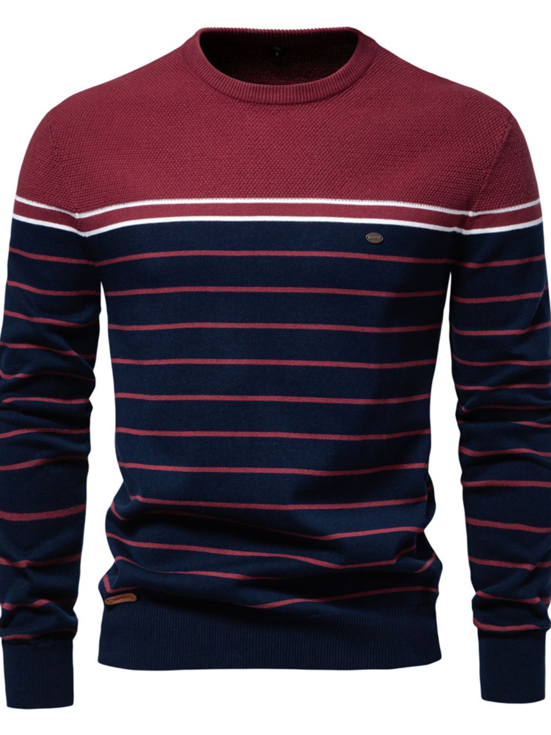 Men's Striped Round Neck Long Sleeve Sweater - Smart Shopper