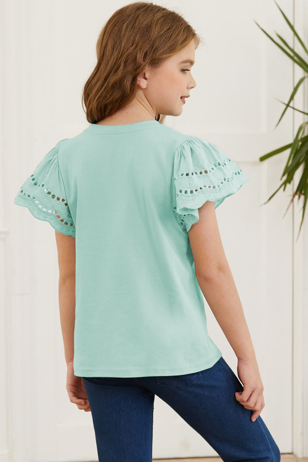 Round Neck Flutter Sleeve T-Shirt - Smart Shopper