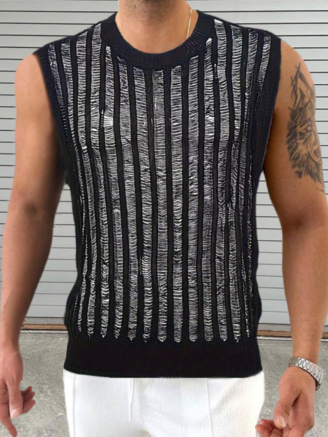 Men's Round Neck Hollow Out Sleeveless Top - Smart Shopper