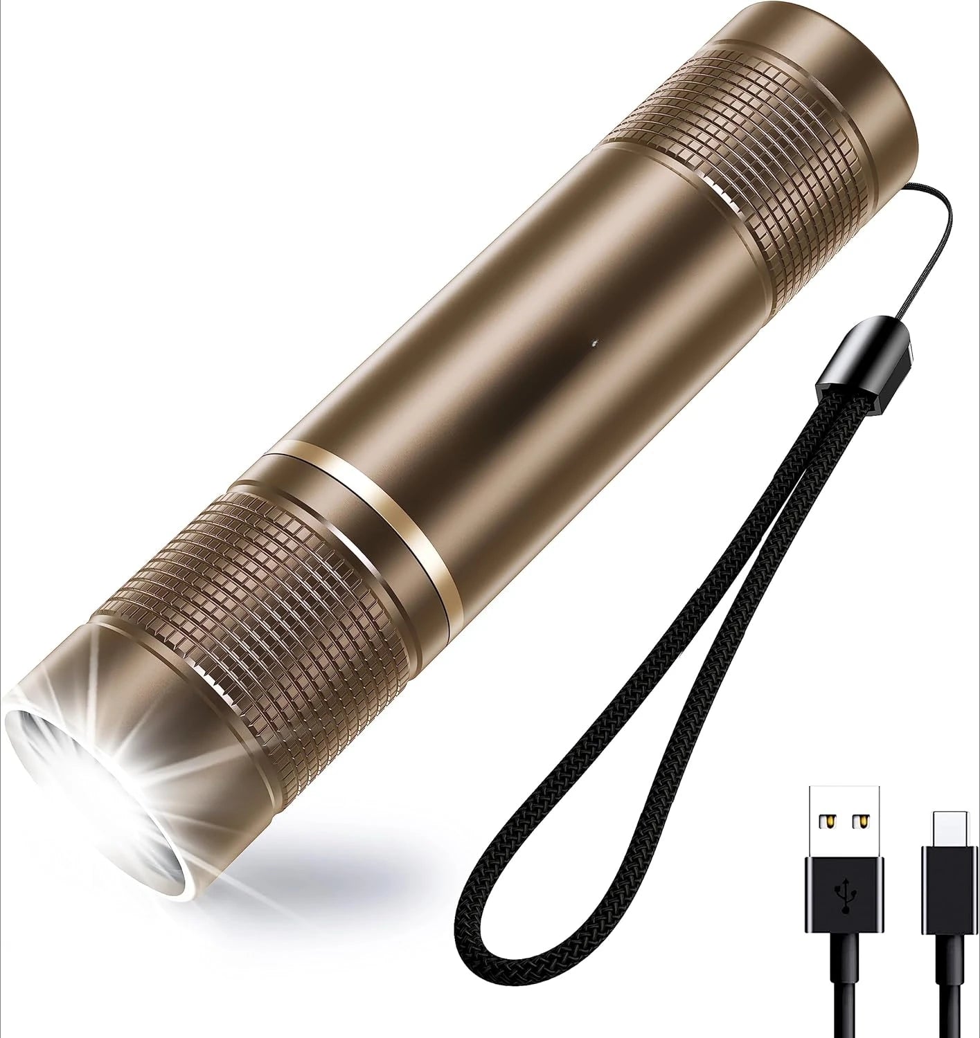 Flashlight Rechargeable, 2000L High Lumens Flashlight, Super Bright Small LED Flash Light- Zoomable, Adjustable Brightness, Long