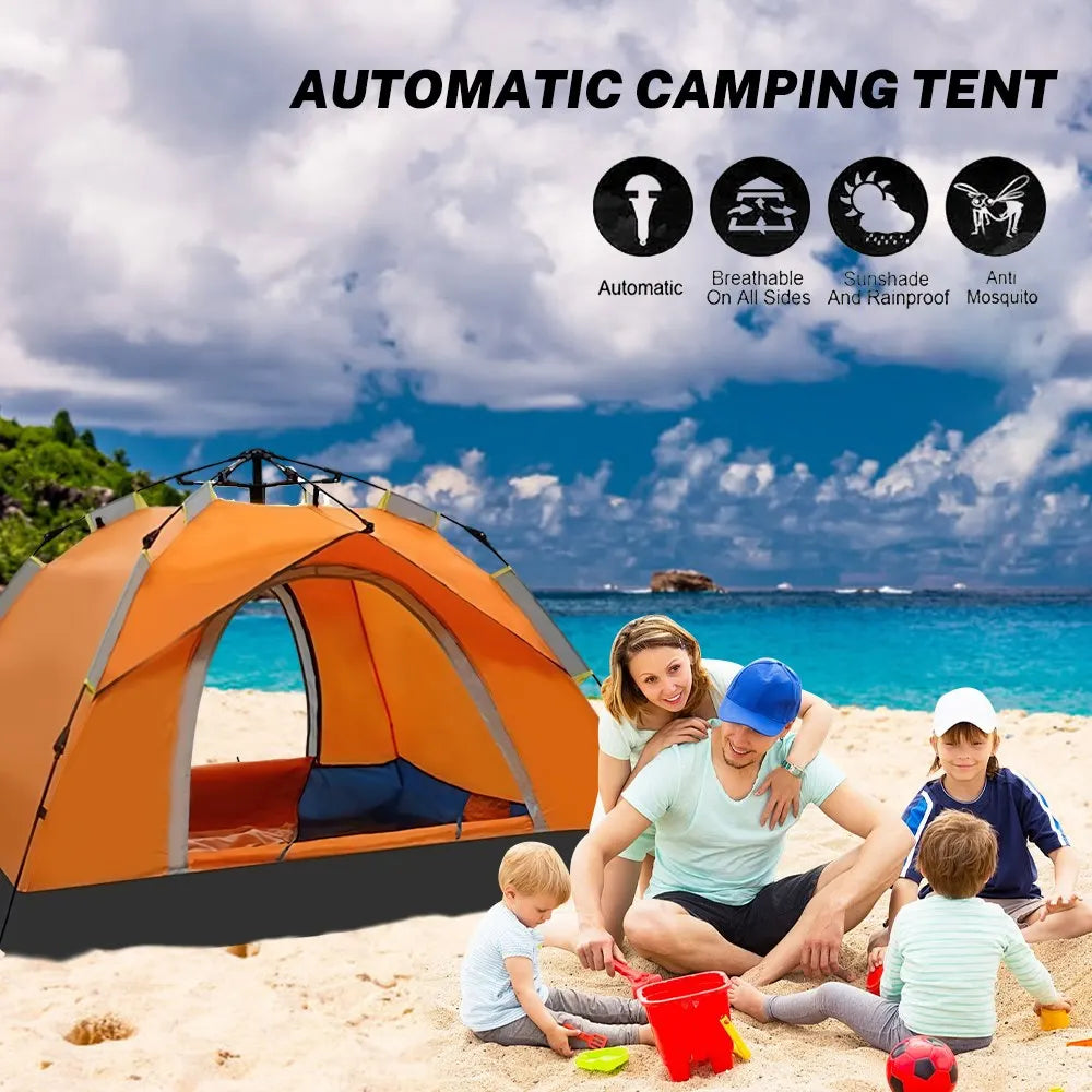 2-3 Camping Automatic Tent One Touch Double Camping Tent Waterproof Roof Top Tents Double Door Outdoor Beach Fish Shelter Tent