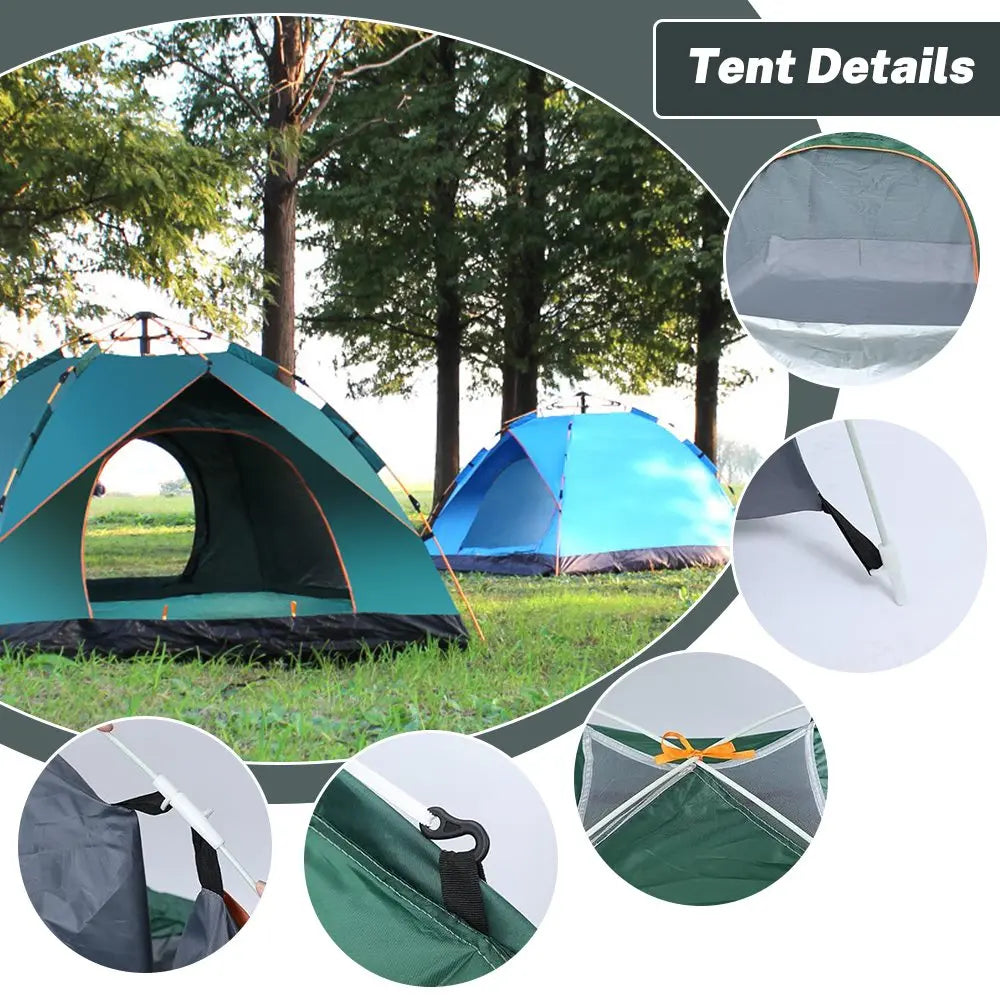 2-3 Camping Automatic Tent One Touch Double Camping Tent Waterproof Roof Top Tents Double Door Outdoor Beach Fish Shelter Tent