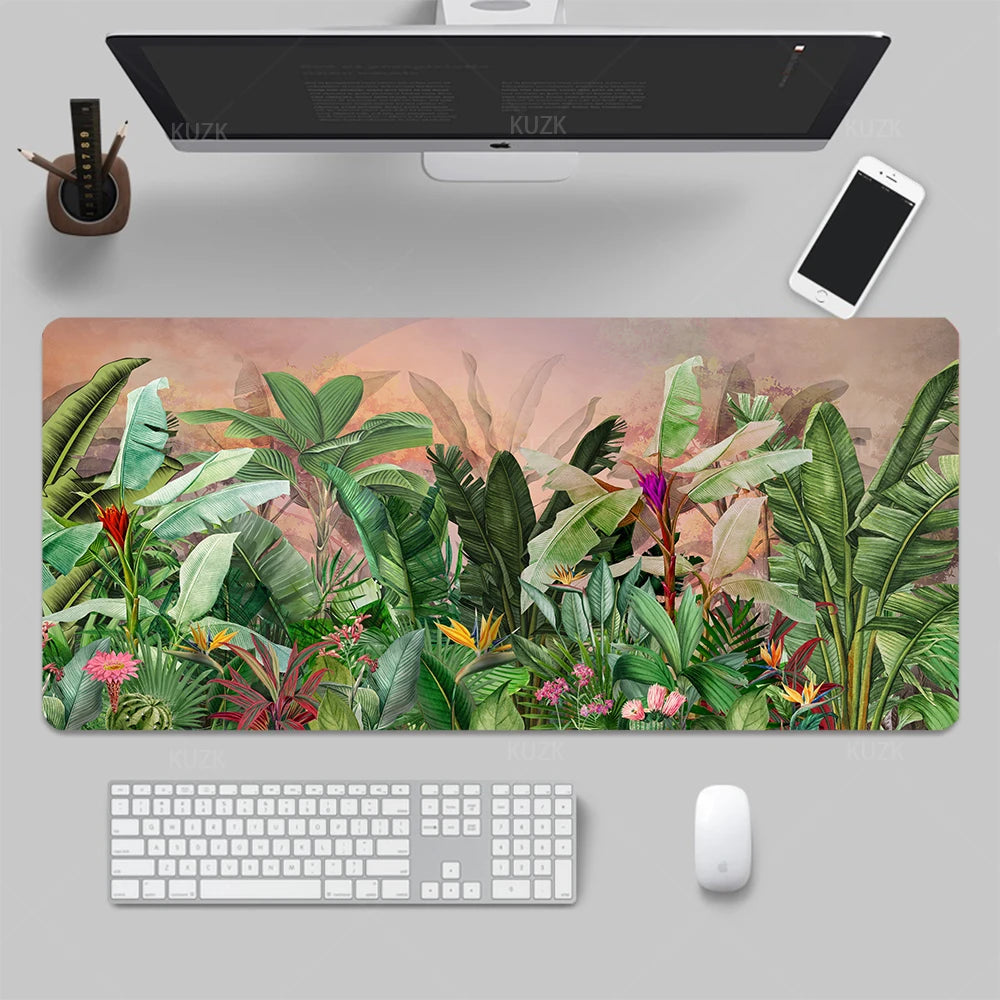 Jungle and tropical leaves Desk Mat, Gaming Mouse Pad, Large Desk Pad ,Non-Slip Rubber Keyboard Mouse Mat,Computer Accessories