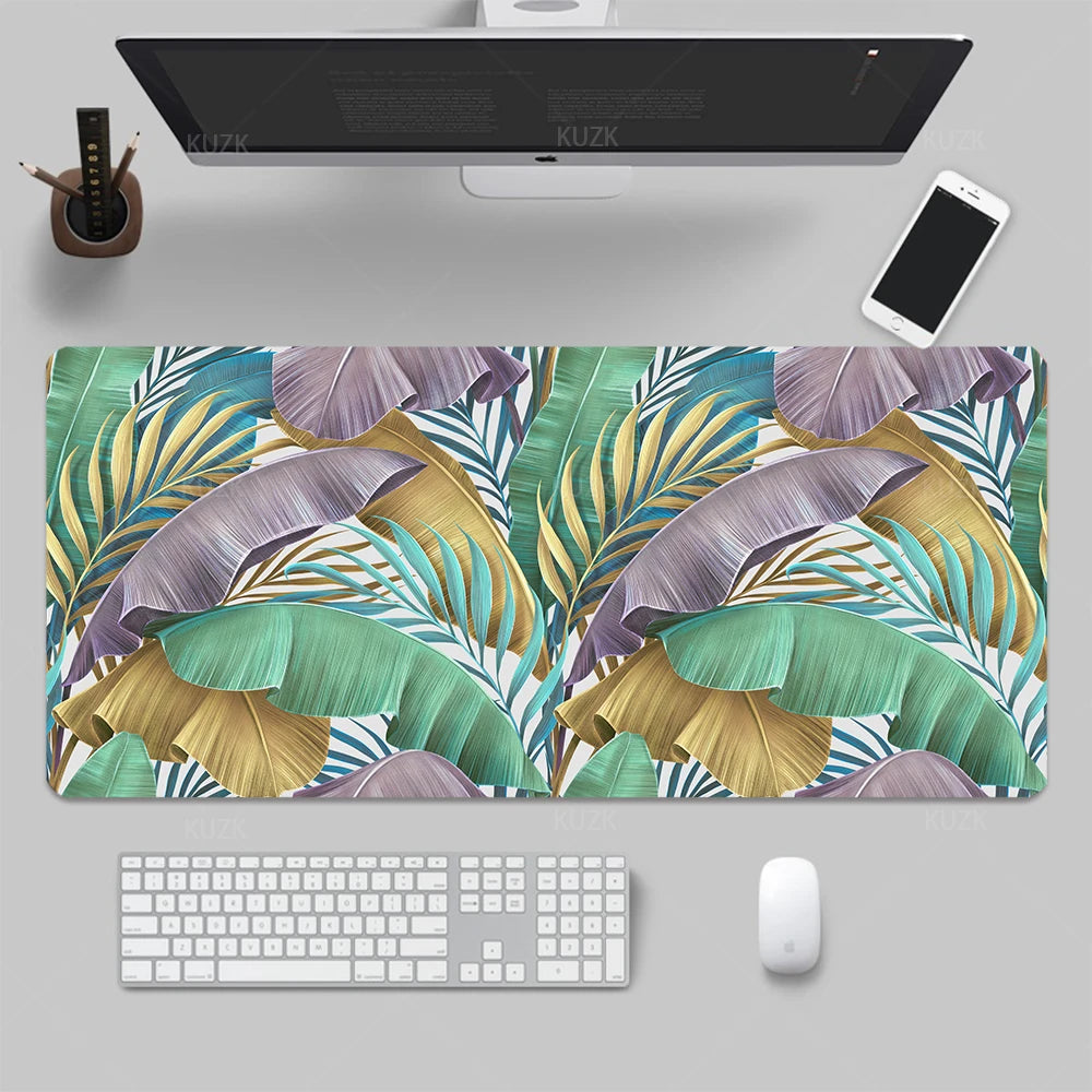 Jungle and tropical leaves Desk Mat, Gaming Mouse Pad, Large Desk Pad ,Non-Slip Rubber Keyboard Mouse Mat,Computer Accessories