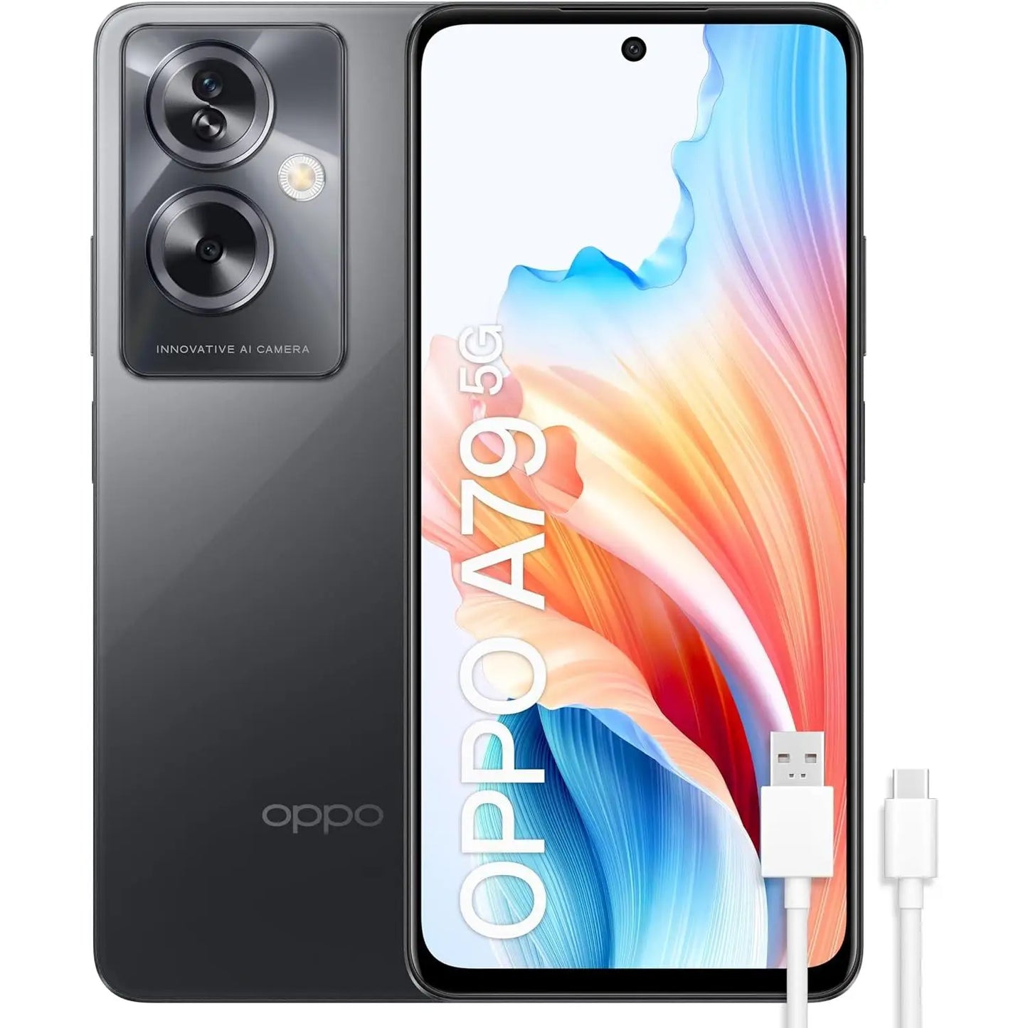 Oppo A79 5g - Unlocked Smartphone, 4Gb+128Gb, 6.7 Oled Screen, 50+2+8Mp Camera, Android, 5000Mah Battery, 33W Fast Charging - Black (Spanish Version)