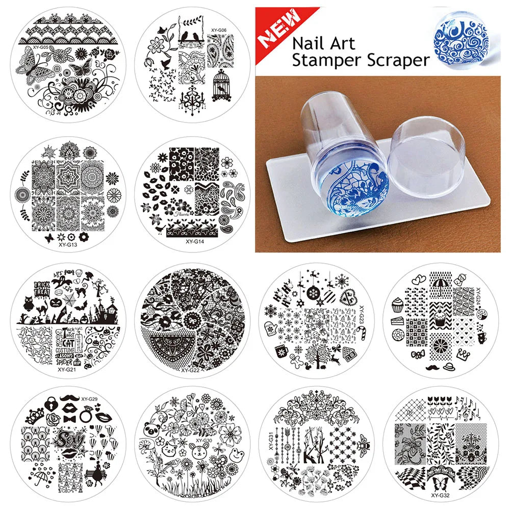 Kimcci 1pc New Year Image Nail Art Stamping Plate Fashion Plastic Stencil DIY 3D Templates Polish Beauty Manicure Makeup Tools