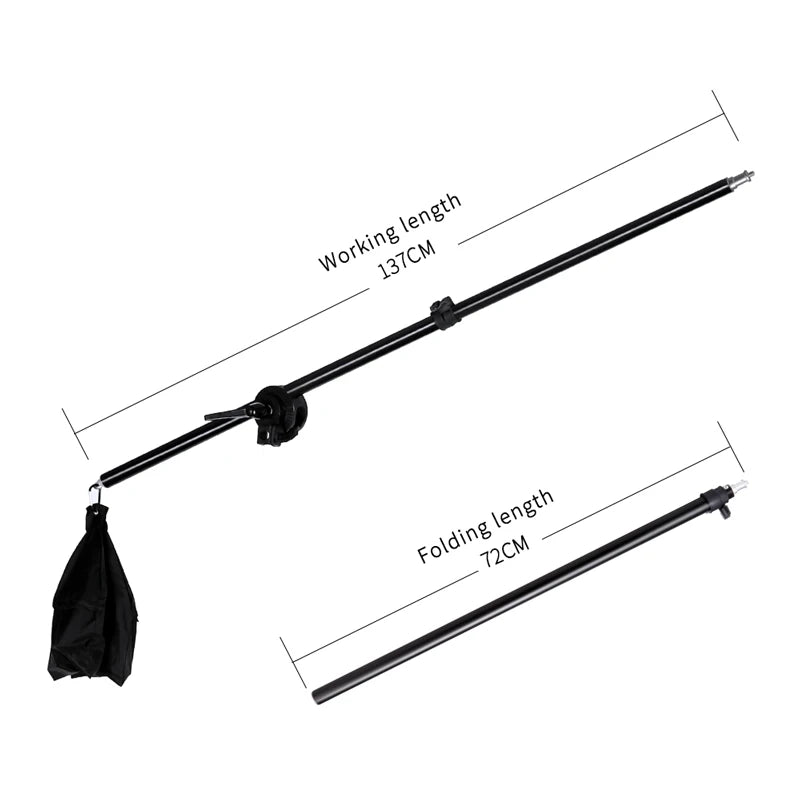 Photo Studio Adjustable Cantilever Stand Cross Arm With Sand Bag Pivot Clamp Use For Light Stand Accessories Extension Rod 135CM