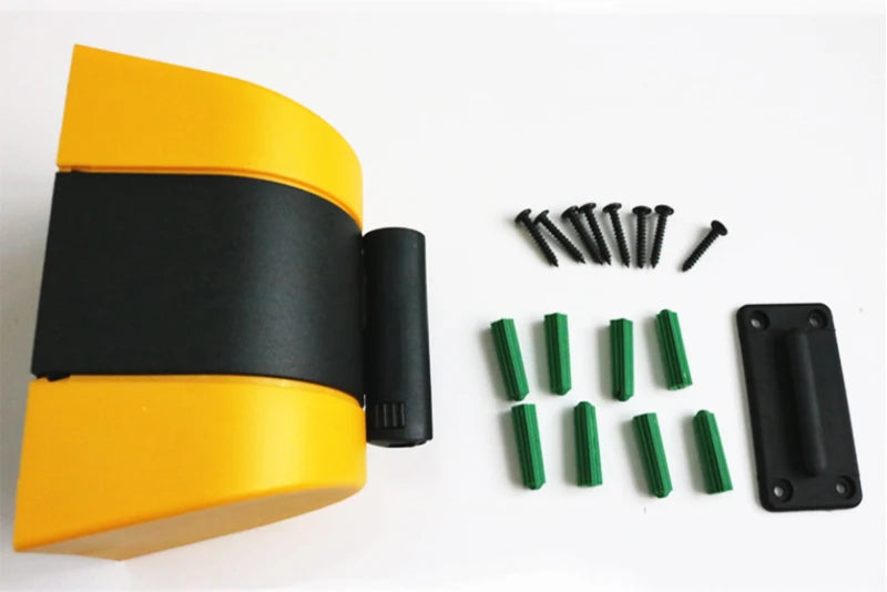 5-10m Belt Length Wall Mounted Retractable Belt Barrier With Yellow / Black Striped Caution Belt for Separated Region