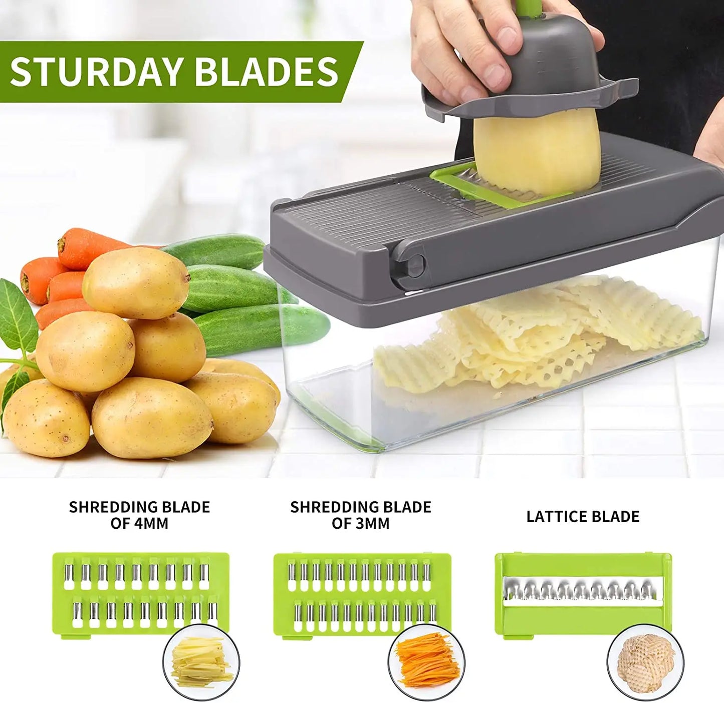 13 in 1 food chopper onion chopper Vegetable Cutter Fruit Slicer grater paring knife chopper grinder kitchen  gadgets