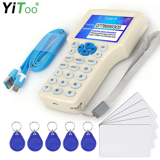 RFID Reader Writer USB Card Duplicator 10 Frequency 125KHz 13.56MHz Decoder NFC Copier Smart Card Programmer Writable Key Cards