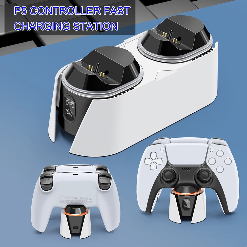 Wireless Controller Charging Station Dual USB Fast Charger Dock With TYPE-C Charging Cable For Playstation 5 Dualsense Gamepad