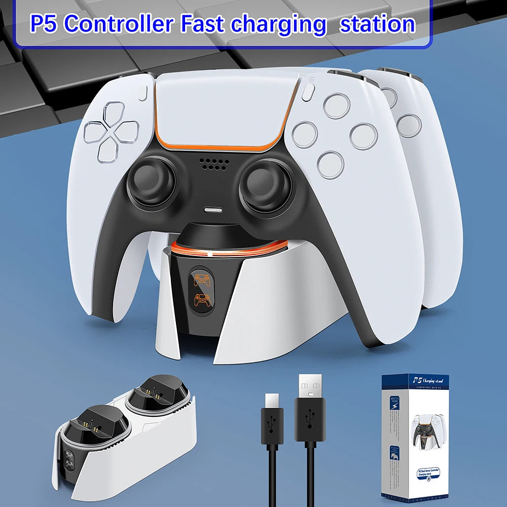 Wireless Controller Charging Station Dual USB Fast Charger Dock With TYPE-C Charging Cable For Playstation 5 Dualsense Gamepad