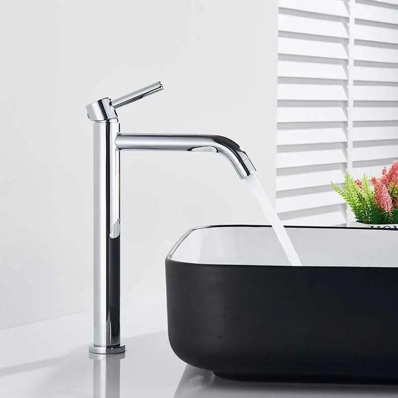 "Tall Chrome Bathroom Sink Faucet | Slim Hot & Cold Water Mixer for Basin | Elegant Single Tap Design"