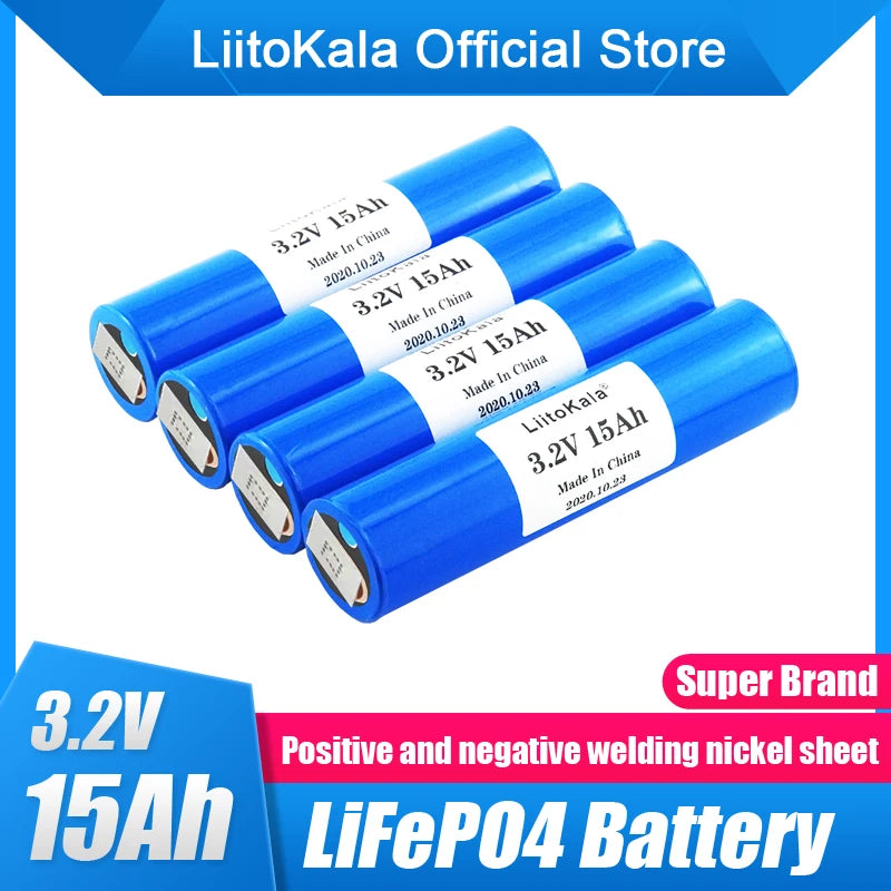 1-6pcs LiitoKala 33140 3.2v 15Ah lifepo4 lithium batteries 3.2V Cells for diy 12v 24v e bike e-scooter power tools Battery pack