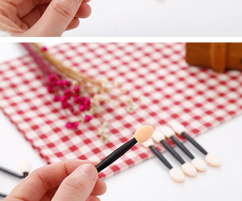 Kekelala Wholesale 50/30Pcs Disposable Eyeshadow Brush Portable Double End Sponge Eye Shadow Applicators Beauty Makeup Tools