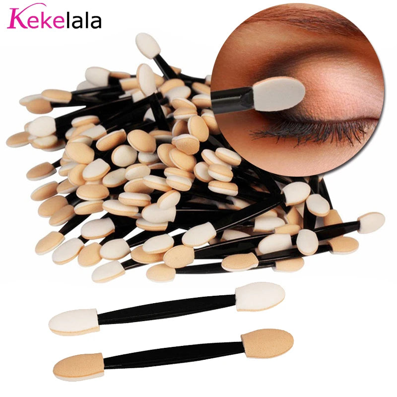 Kekelala Wholesale 50/30Pcs Disposable Eyeshadow Brush Portable Double End Sponge Eye Shadow Applicators Beauty Makeup Tools