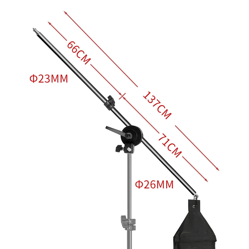 Photo Studio Adjustable Cantilever Stand Cross Arm With Sand Bag Pivot Clamp Use For Light Stand Accessories Extension Rod 135CM