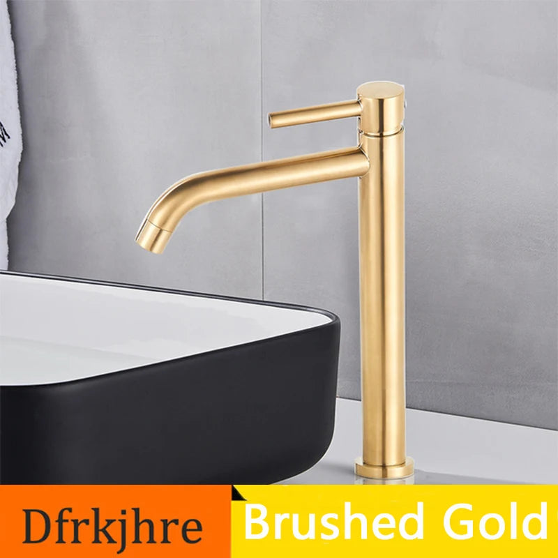 "Tall Chrome Bathroom Sink Faucet | Slim Hot & Cold Water Mixer for Basin | Elegant Single Tap Design"