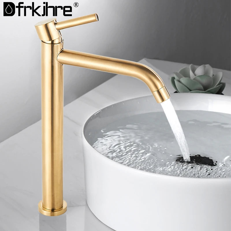 "Tall Chrome Bathroom Sink Faucet | Slim Hot & Cold Water Mixer for Basin | Elegant Single Tap Design"