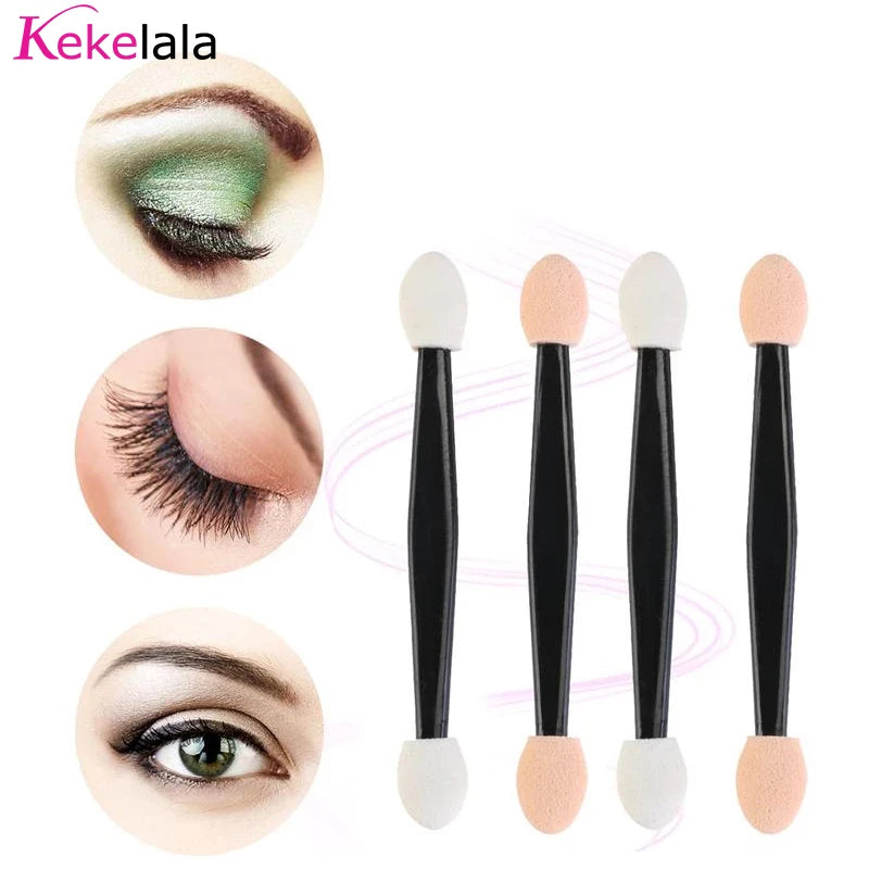 Kekelala Wholesale 50/30Pcs Disposable Eyeshadow Brush Portable Double End Sponge Eye Shadow Applicators Beauty Makeup Tools