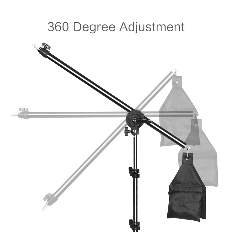 Photo Studio Adjustable Cantilever Stand Cross Arm With Sand Bag Pivot Clamp Use For Light Stand Accessories Extension Rod 135CM