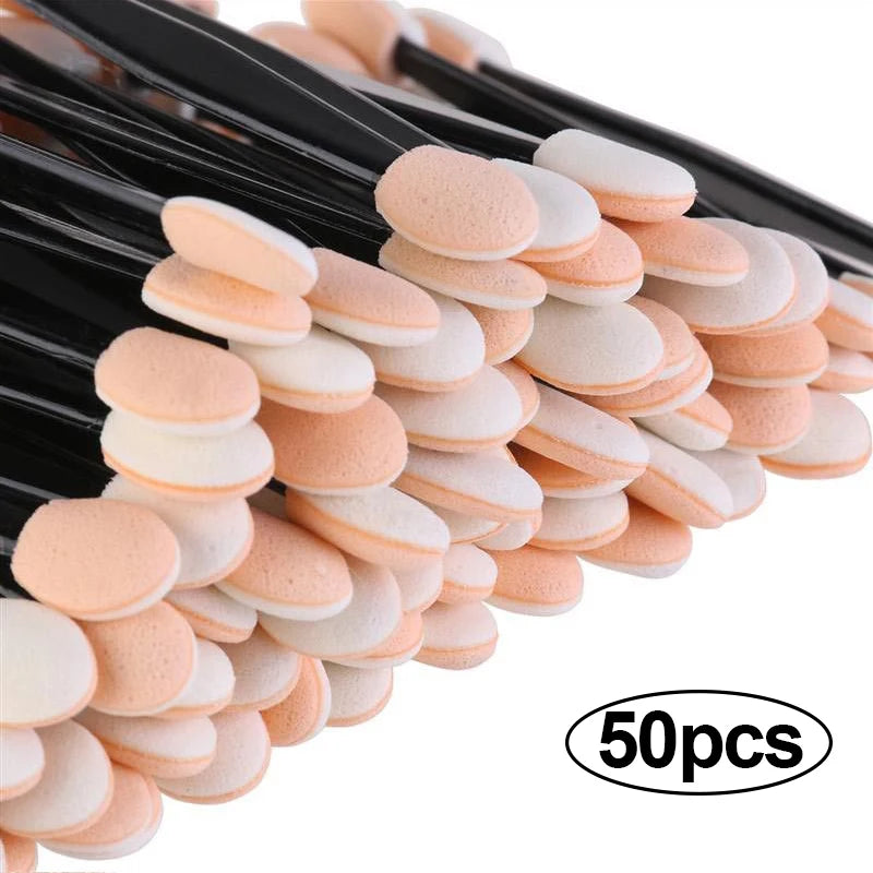 Kekelala Wholesale 50/30Pcs Disposable Eyeshadow Brush Portable Double End Sponge Eye Shadow Applicators Beauty Makeup Tools