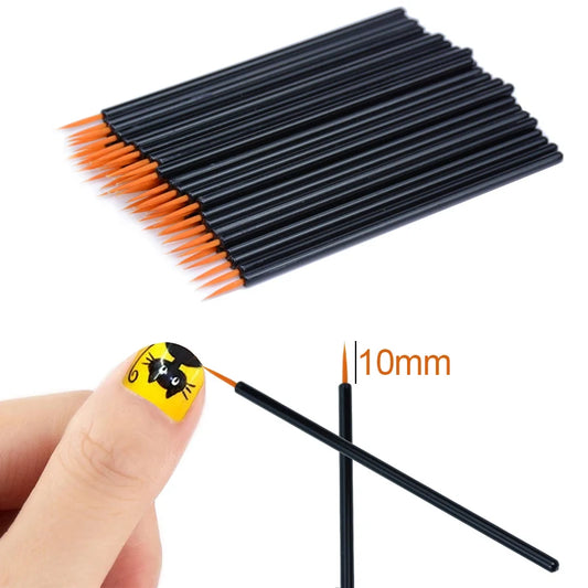 50pcs Disposable Nail Art Brush Eyeliner Painting Pen Manicure Brush Eyeline Makeup Tools Mini Brushes