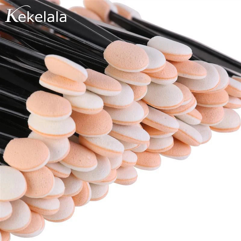 Kekelala Wholesale 50/30Pcs Disposable Eyeshadow Brush Portable Double End Sponge Eye Shadow Applicators Beauty Makeup Tools