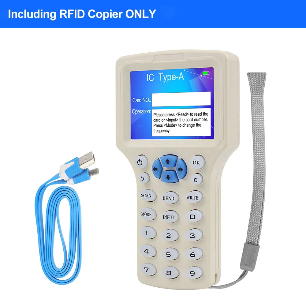 RFID Reader Writer USB Card Duplicator 10 Frequency 125KHz 13.56MHz Decoder NFC Copier Smart Card Programmer Writable Key Cards