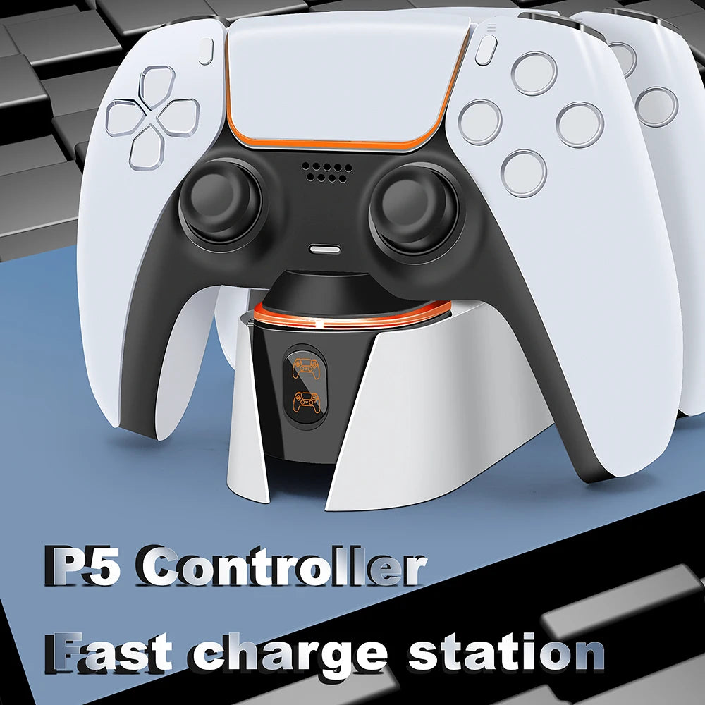 Wireless Controller Charging Station Dual USB Fast Charger Dock With TYPE-C Charging Cable For Playstation 5 Dualsense Gamepad