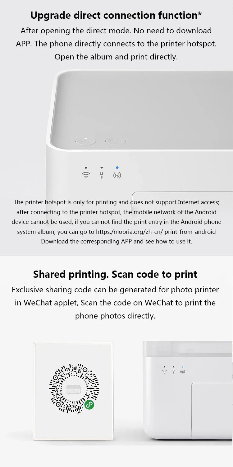 Xiaomi Mijia Mi Photo Printer 6-inch High-Definition Auto Film Multi-size ID Photos Smart Printer Wireless Phone Photo Printer