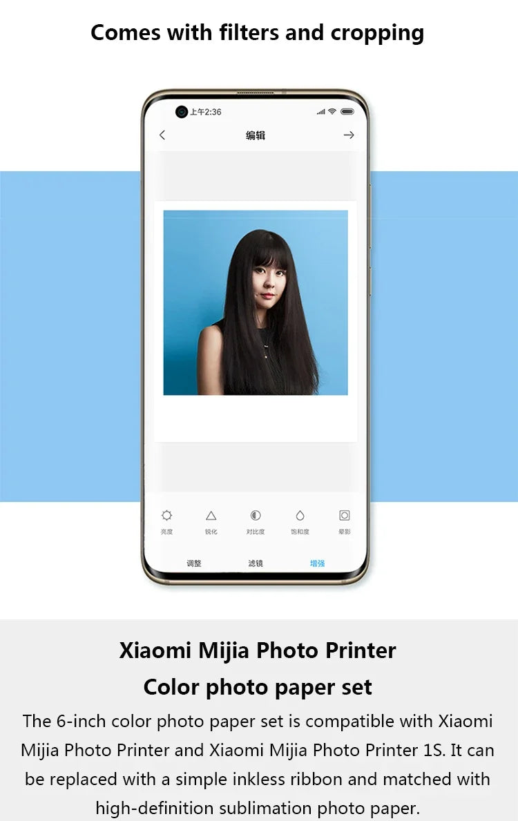 Xiaomi Mijia Mi Photo Printer 6-inch High-Definition Auto Film Multi-size ID Photos Smart Printer Wireless Phone Photo Printer