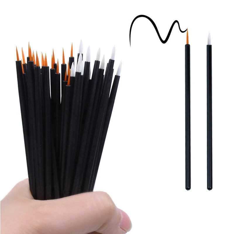 50pcs Disposable Nail Art Brush Eyeliner Painting Pen Manicure Brush Eyeline Makeup Tools Mini Brushes