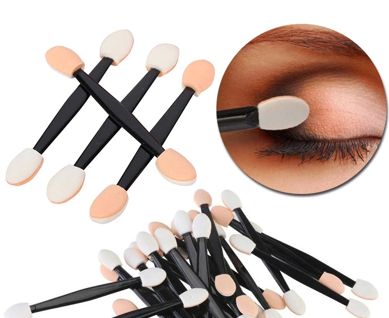 Kekelala Wholesale 50/30Pcs Disposable Eyeshadow Brush Portable Double End Sponge Eye Shadow Applicators Beauty Makeup Tools