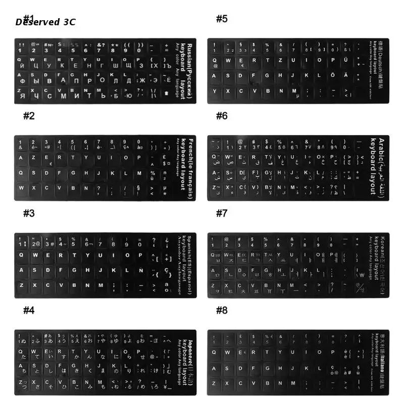 Russian/French/Spanish/Japanese/German/Arabic/Korean/Italian/Thai Keyboard Stickers Letter Alphabet Layout Sticker For Laptop De