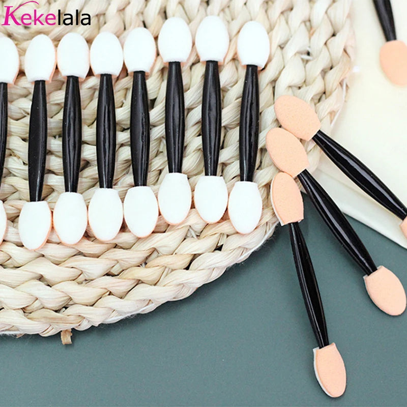 Kekelala Wholesale 50/30Pcs Disposable Eyeshadow Brush Portable Double End Sponge Eye Shadow Applicators Beauty Makeup Tools