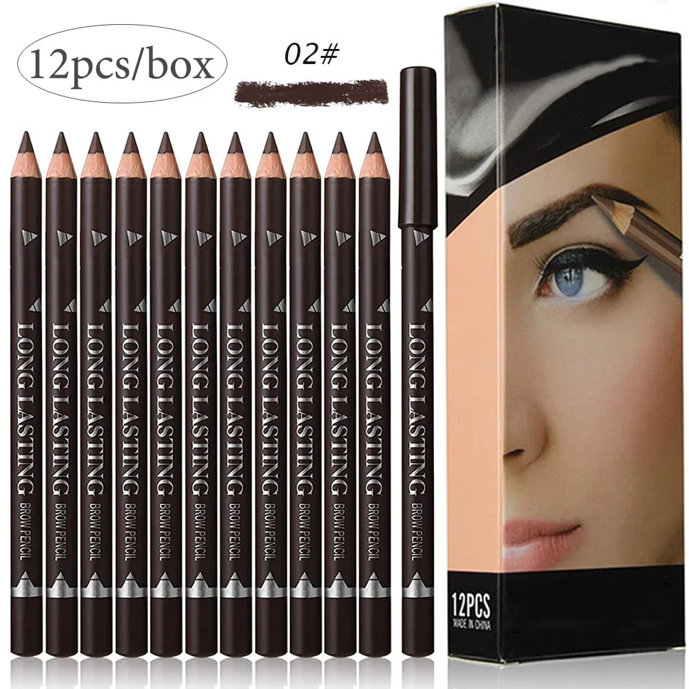 6/12Pcs Waterproof Eyebrow Pencil Easy Color Natural Black Brown Eye Makeup Pen Cosmetic Beginner Practice Eyebrow Beauty Tools