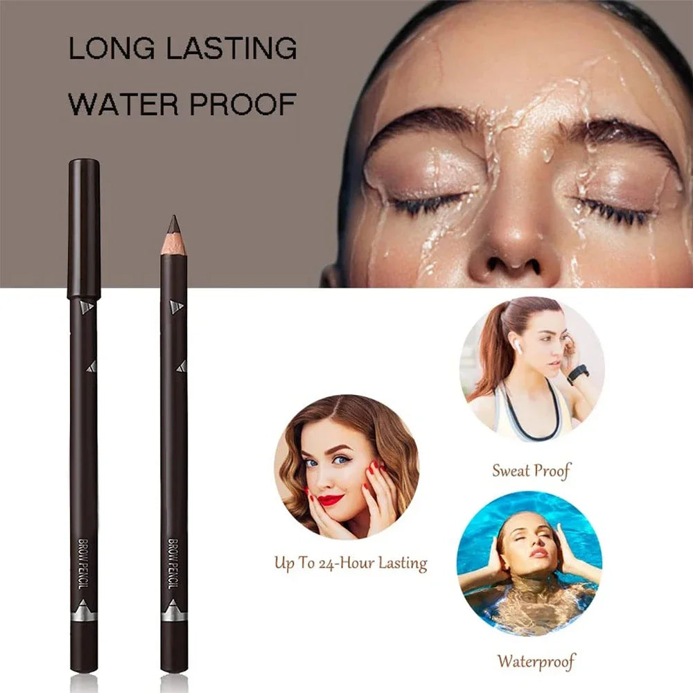 6/12Pcs Waterproof Eyebrow Pencil Easy Color Natural Black Brown Eye Makeup Pen Cosmetic Beginner Practice Eyebrow Beauty Tools