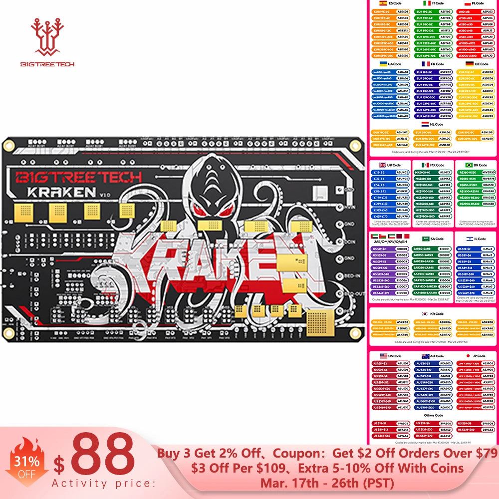 BIGTREETECH Kraken V1.0 Motherboard Onboard TMC2160 3D Printer Parts Upgrade For BTT PI Raspberry Pi Voron 2.4 Voron Trident