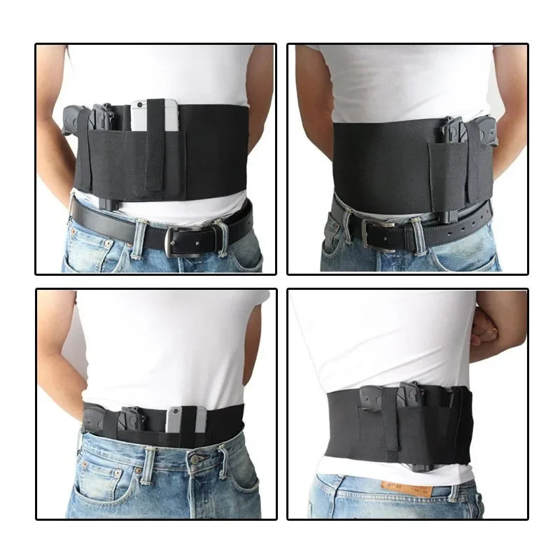 Concealed Carry Belly Band Gun Holster Universal Outdoor Hunting Accessories Pistol Handgun Waist Belt Phone Holder Mag Pouch