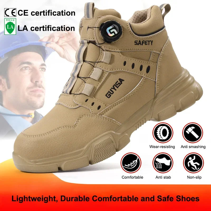 Men Rotating Button Labor Protection Shoes Anti-smash Anti Puncture Safety Shoes Work Boots Steel Toe Shoes Indestructible Shoes