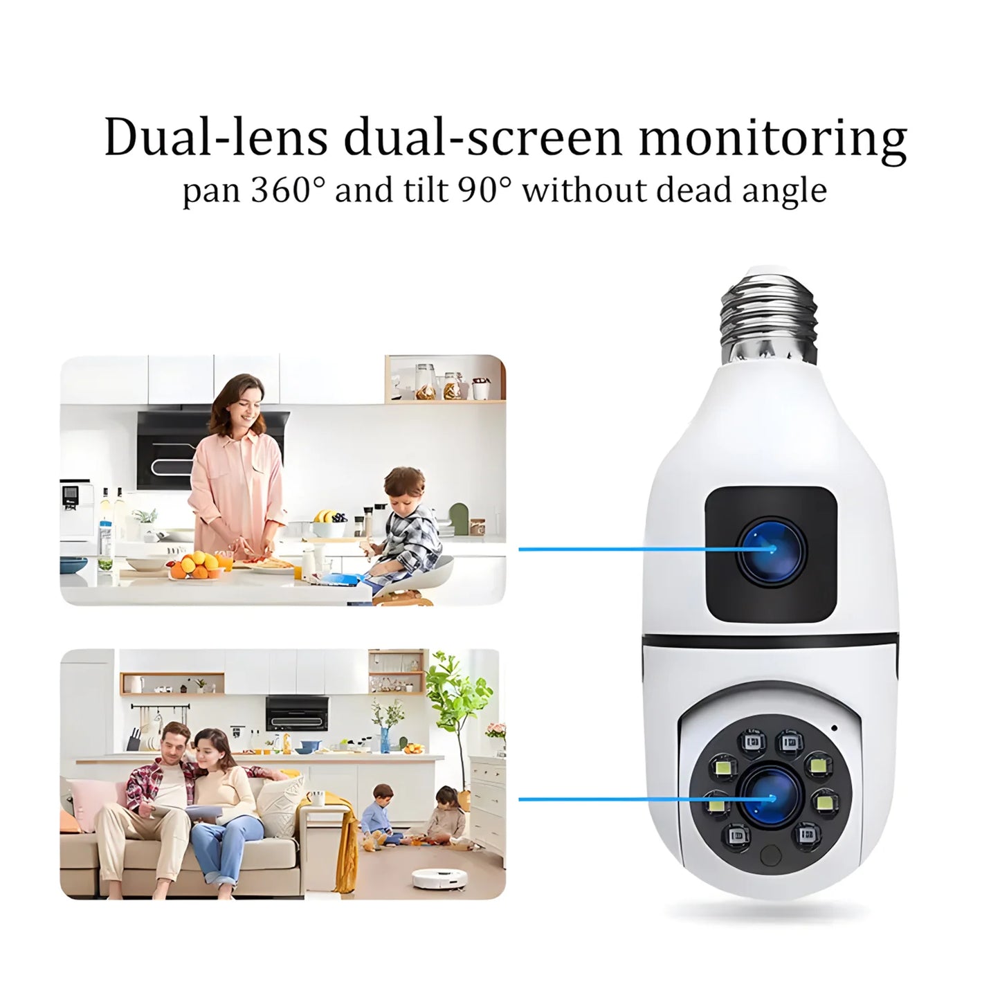 1080P Bulb WiFi Camera Surveillance IP Camera 2 Lens Night vision Video Anti-theft Remote Security Monitor Outdoor Indoor