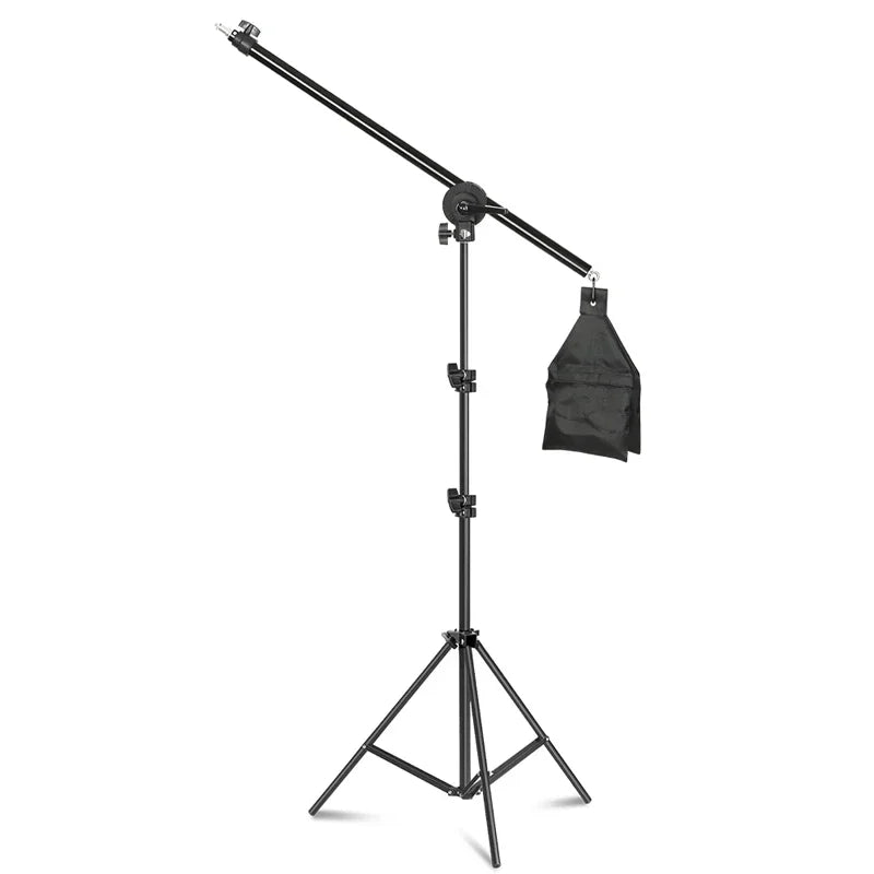 Photo Studio Adjustable Cantilever Stand Cross Arm With Sand Bag Pivot Clamp Use For Light Stand Accessories Extension Rod 135CM